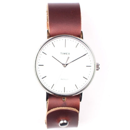 Timex 41mm Silver/White Fairfield with 20mm FFF Watchband — side profile view