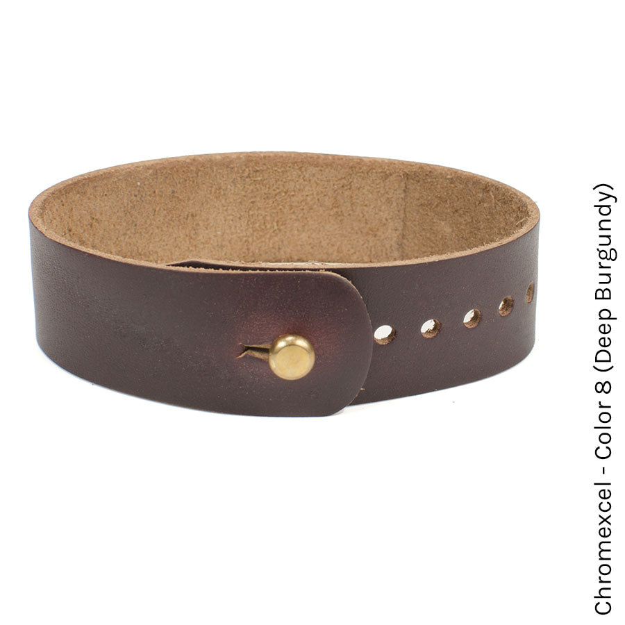 FFF Button-Stud Watchband Adjustable — reverse side showing smooth leather interior