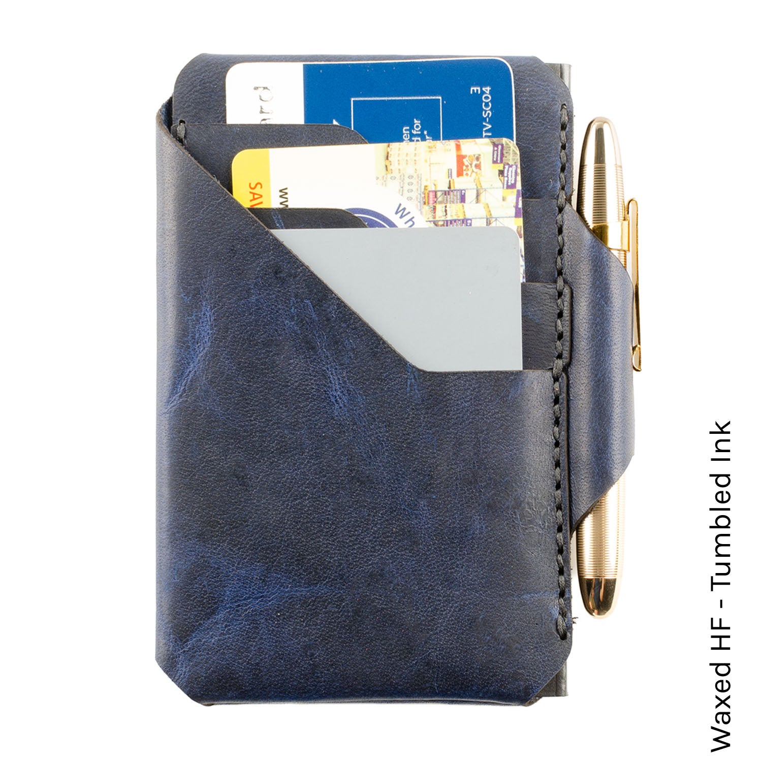 Archslim Wallet in Waxed HF Ink Blue — front view