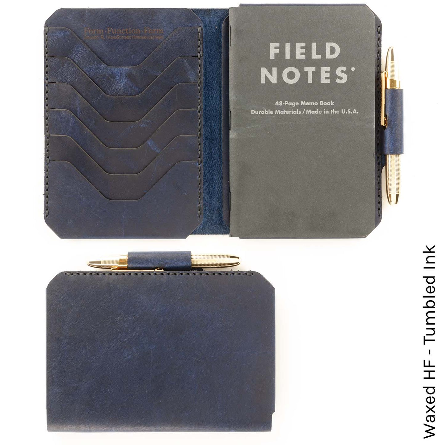 Field Notes Wallet in Waxed HF Tumbled Ink — front view