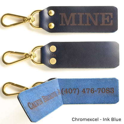 ID FFFob Luggage Clip in Chromexcel Ink Blue — front view