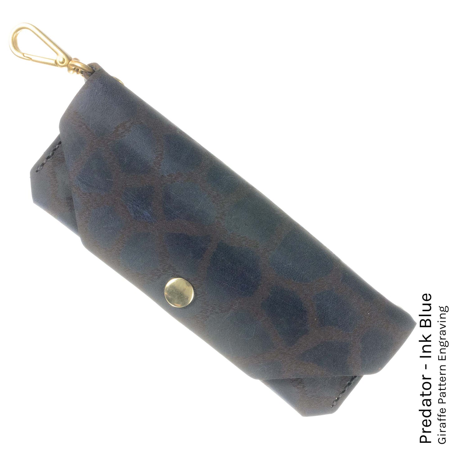 FFF Eyeglass Case in Predator Ink Blue with giraffe print lining — front view