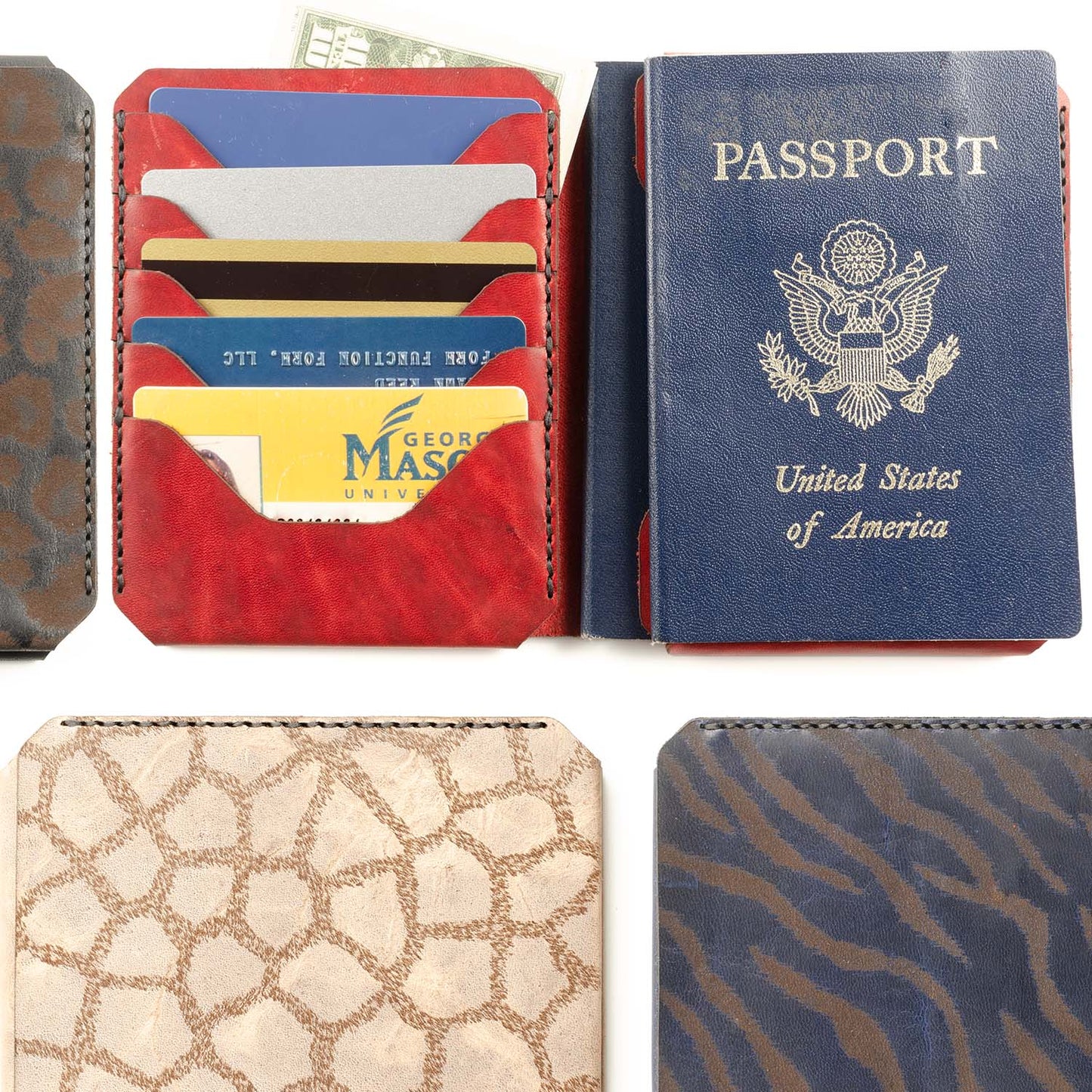 JetSet Passport Wallet — hero shot showing multiple color options in Horween leather