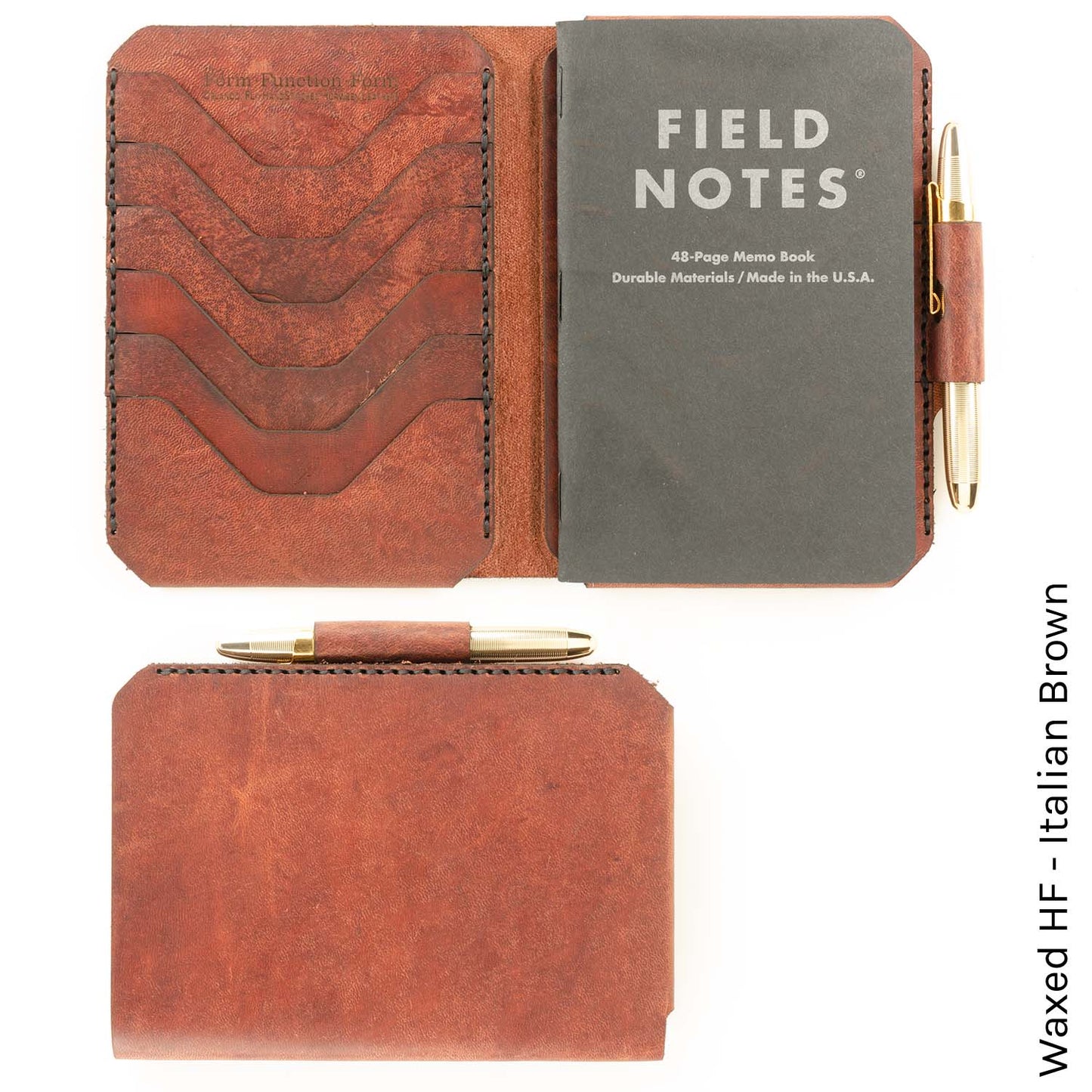 Field Notes Wallet in Waxed HF Italian Brown — front view