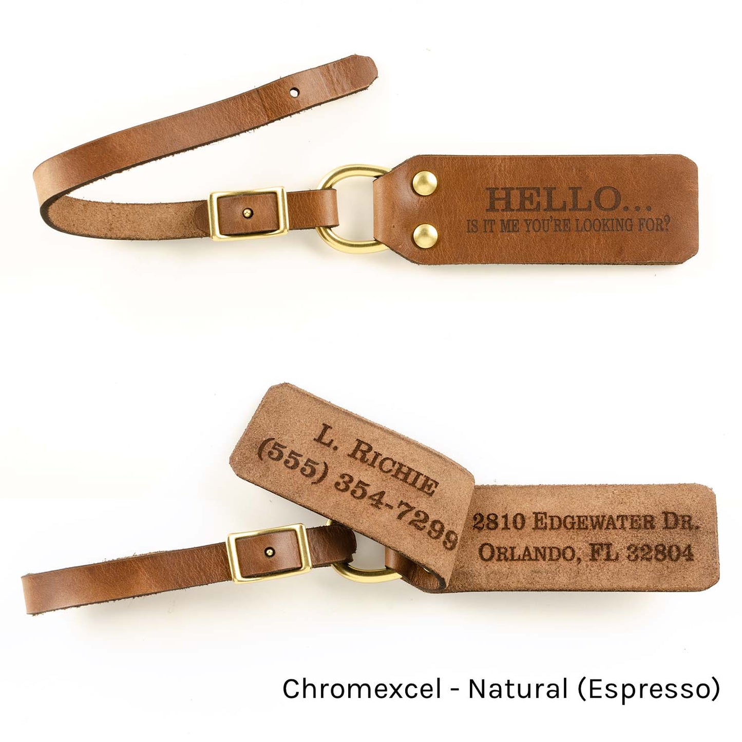 ID FFFob Luggage Strap in Chromexcel Espresso (Natural) — front view
