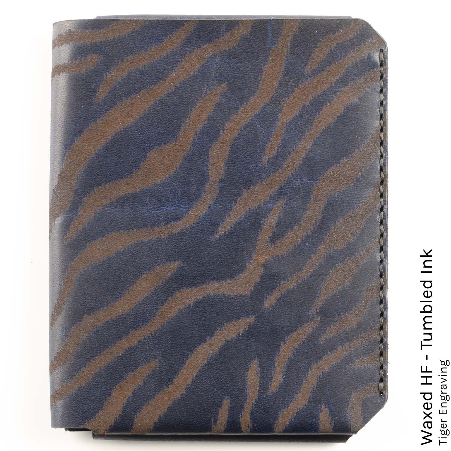 JetSet Passport Wallet in Waxed HF Tumbled Ink with tiger print lining — front view