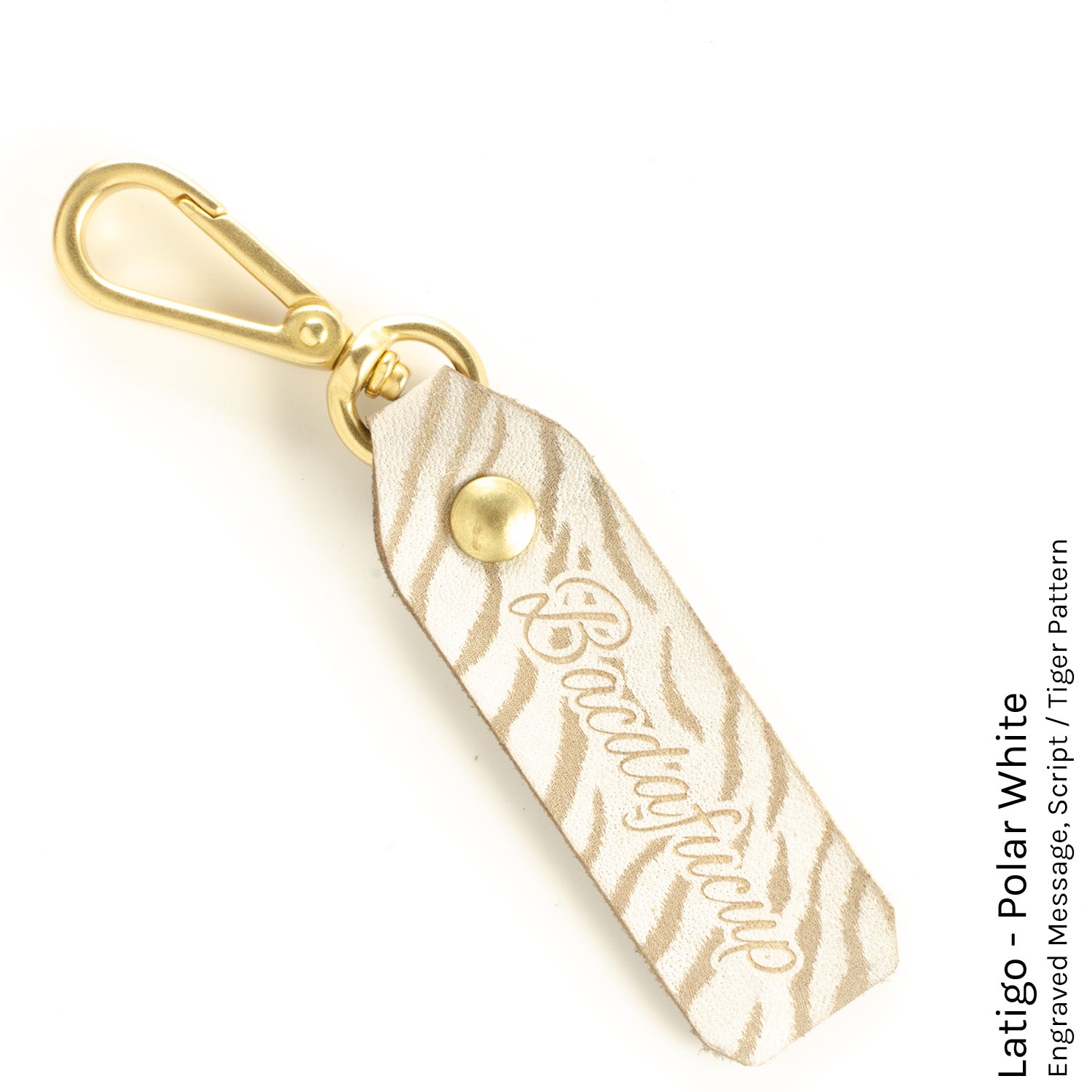 FFFob Keychain in Latigo Polar White — front view