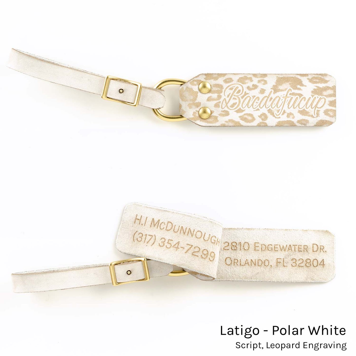 ID FFFob Luggage Strap in Latigo Polar White — front view