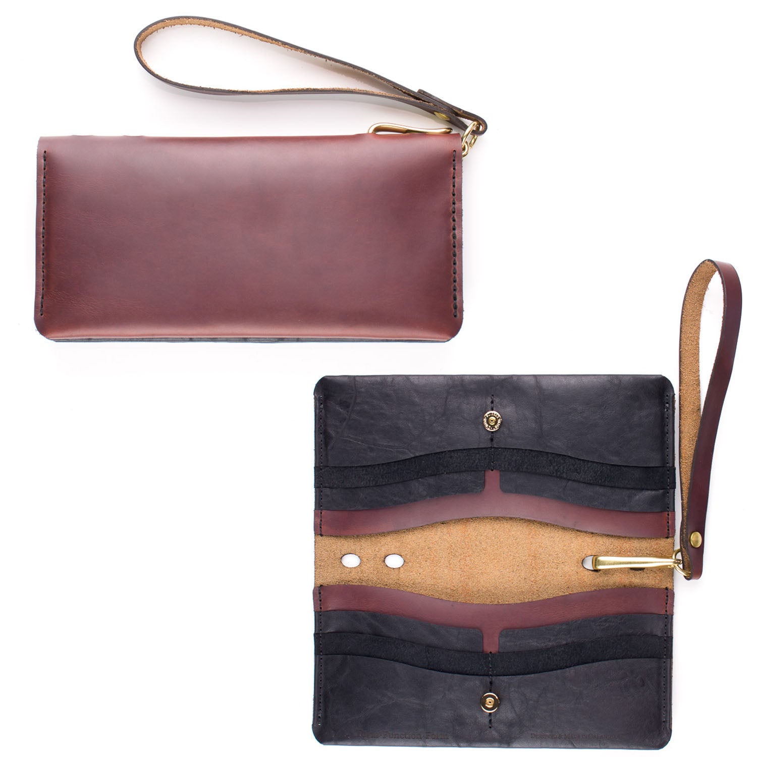 Dime Wristlet in Chestnut Tan Chromexcel exterior / Black Mustang interior — front view