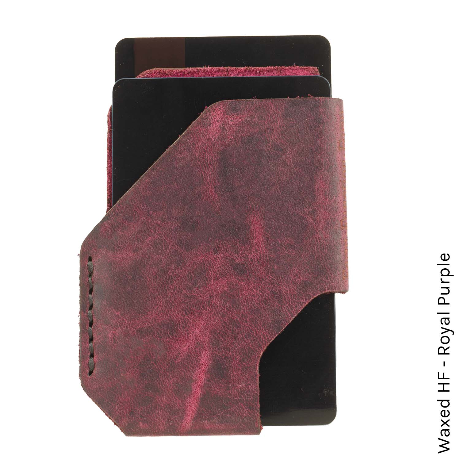 TriSlot Wallet in Waxed HF Purple — front view
