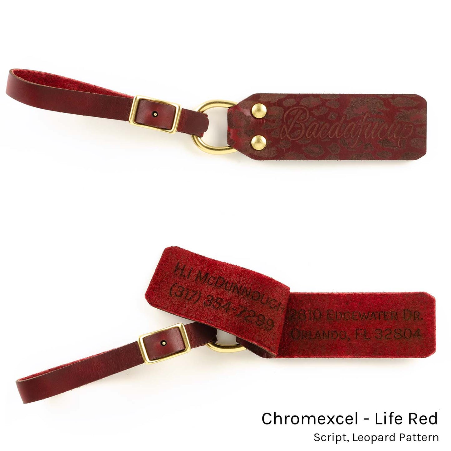 ID FFFob Luggage Strap in Chromexcel Life Red — front view