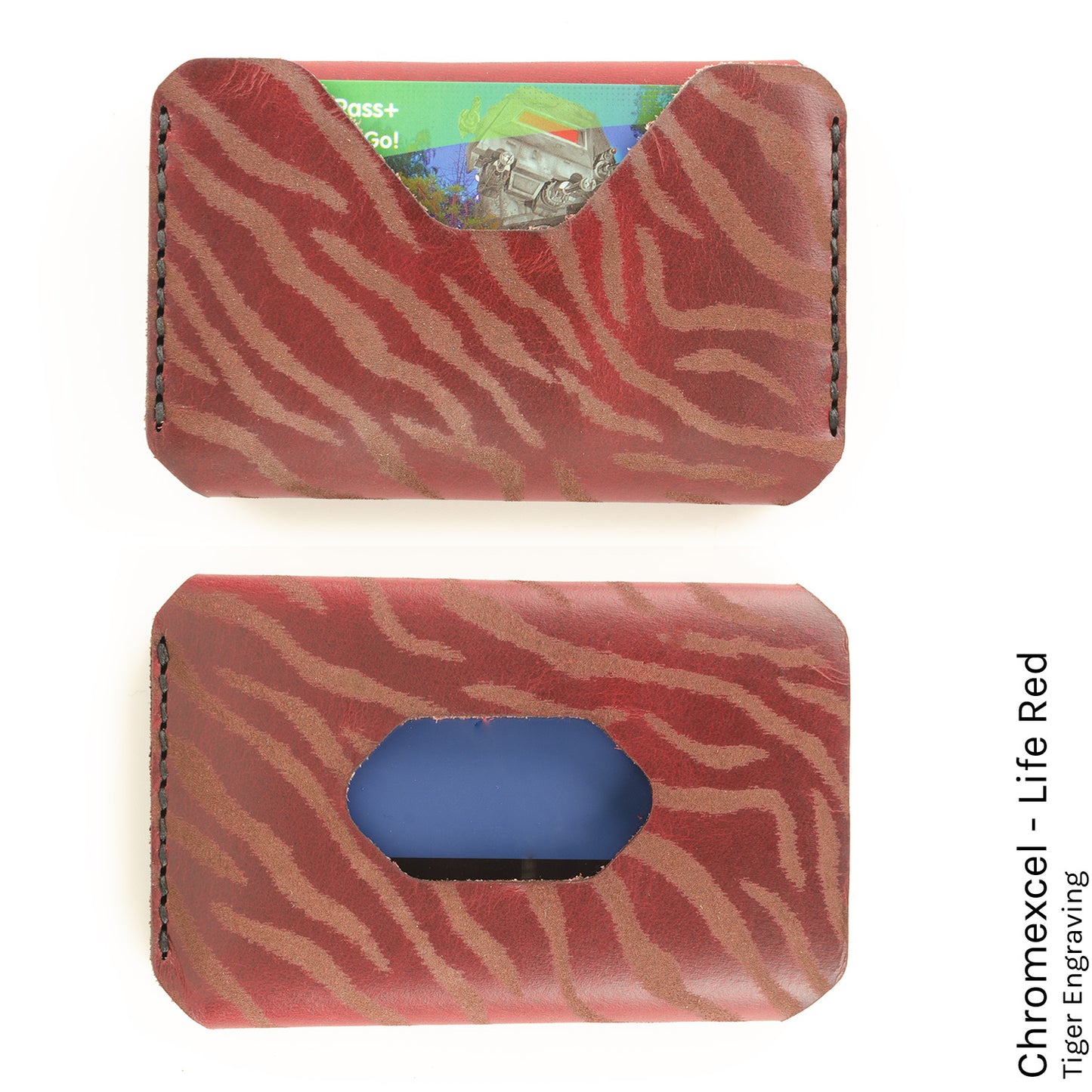 Side Hustle Wallet in Chromexcel Life Red with tiger print lining — front view