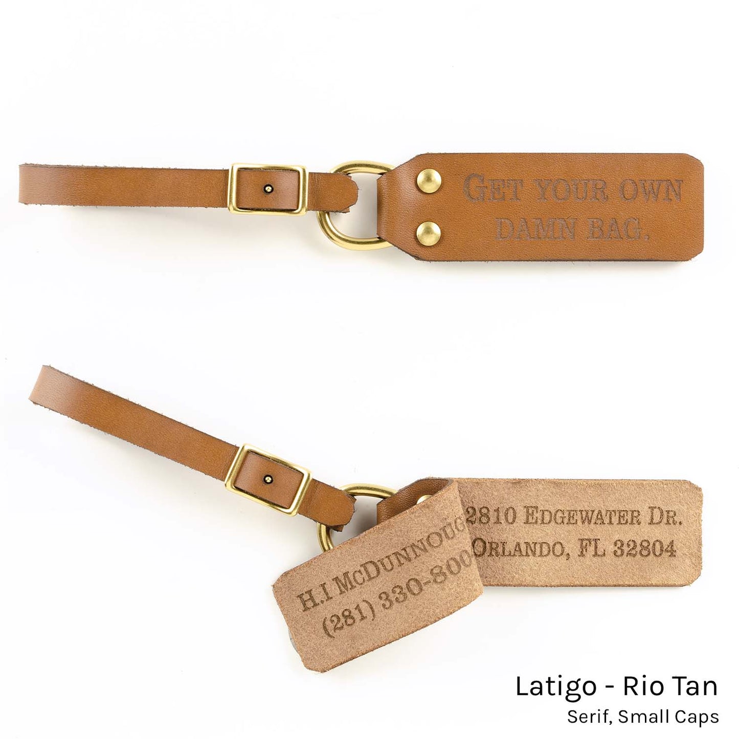ID FFFob Luggage Strap in Latigo Rio Tan — front view