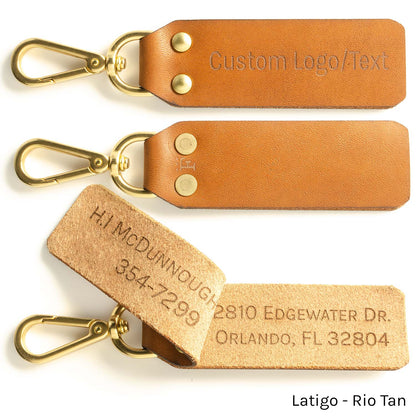 ID FFFob Luggage Clip in Latigo Rio Tan — front view