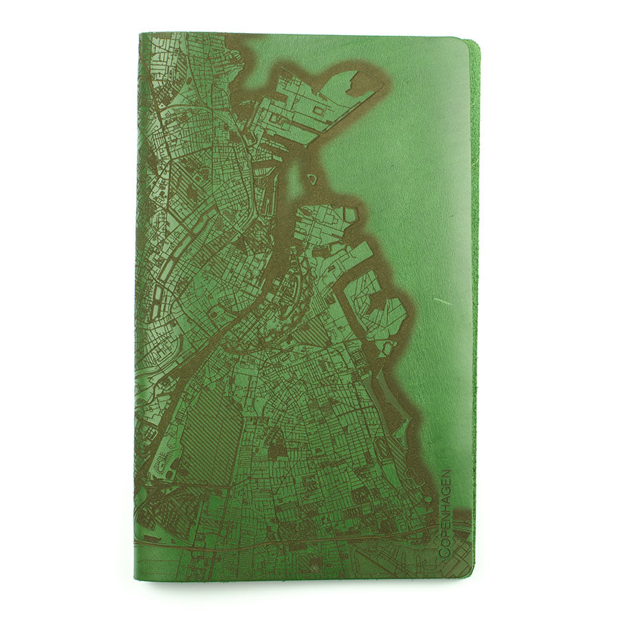 Slip Notebook Cover City Series in Chromexcel Kelly Green — front view
