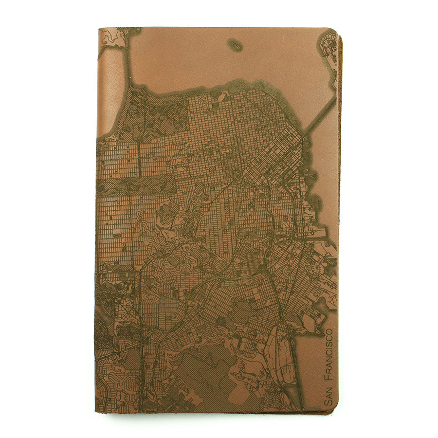 Slip Notebook Cover City Series — detail showing stitching and edge dye