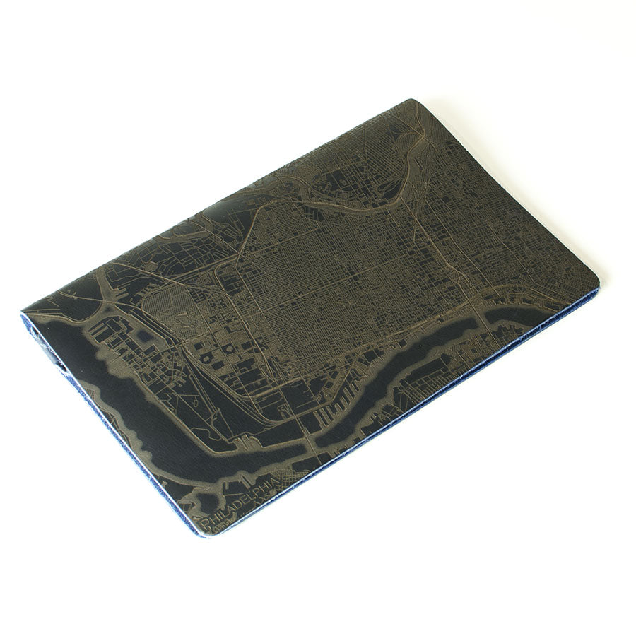 Slip Notebook Cover City Series — detail showing city map laser engraving