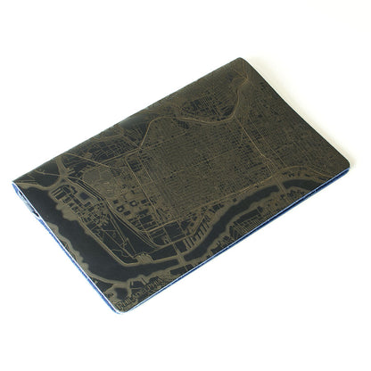 Slip Notebook Cover City Series — detail showing city map laser engraving