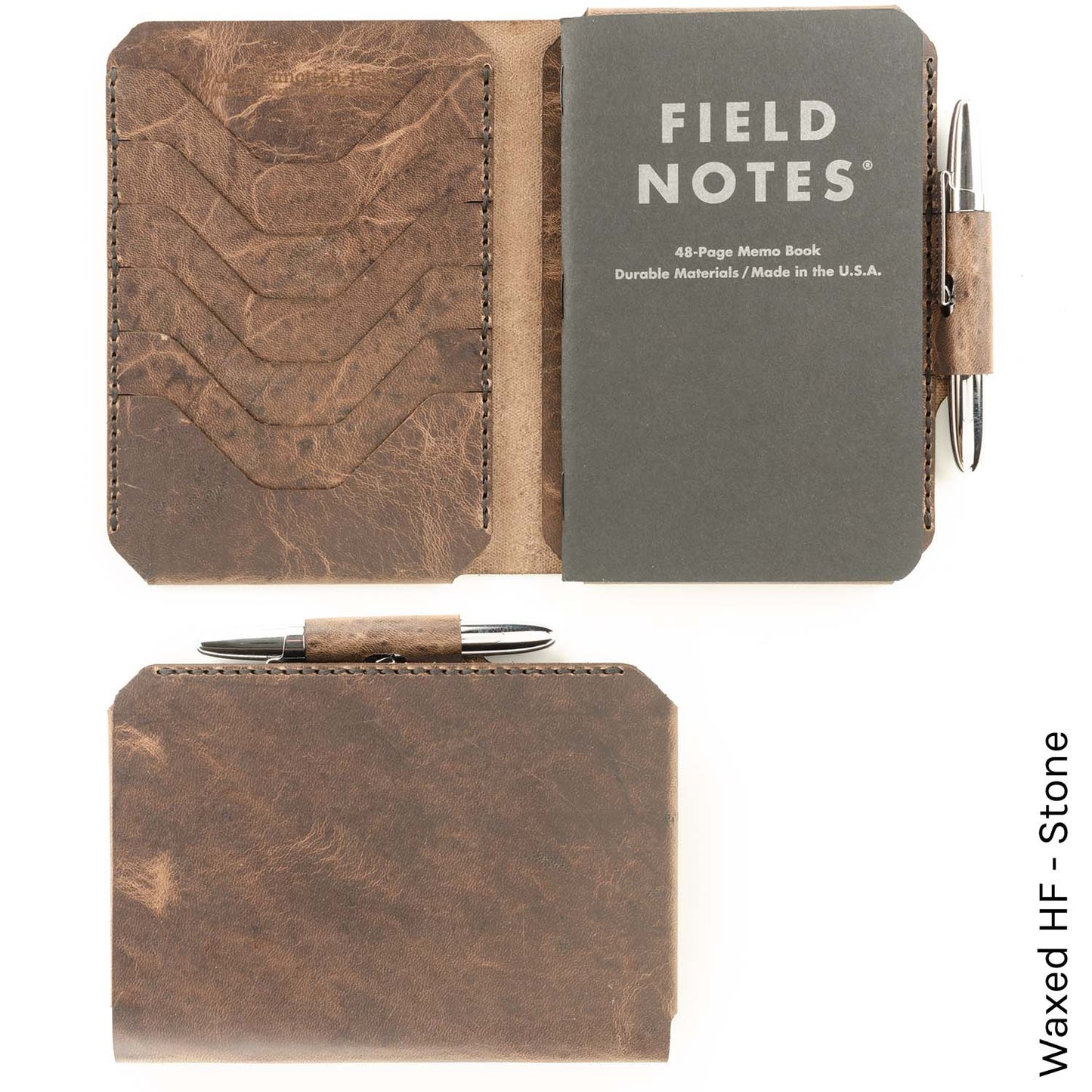 Field Notes Wallet in Waxed HF Stone — front view