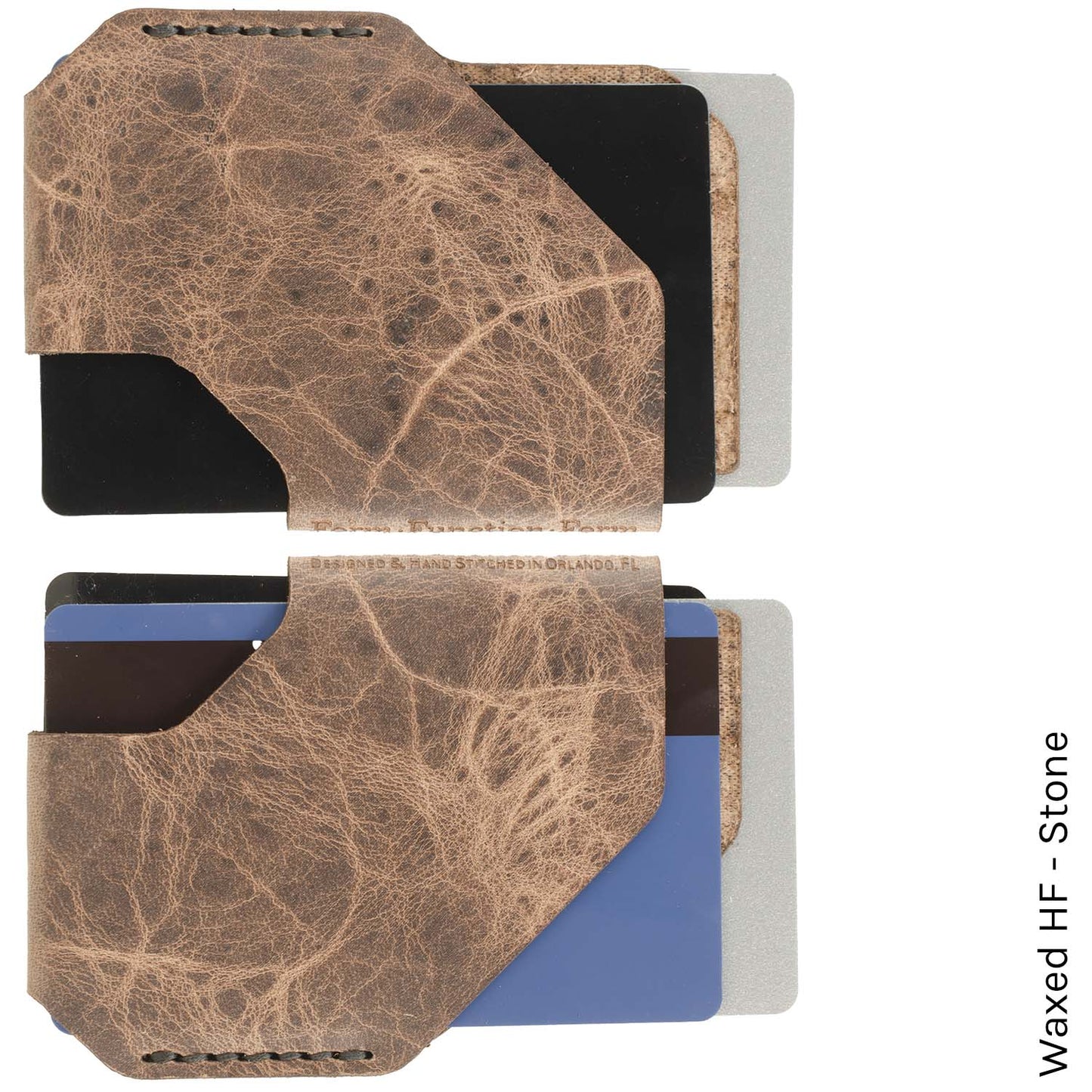 TriSlot Wallet in Waxed HF Stone — front view