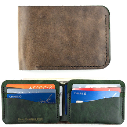George Bifold — hero shot showing Horween leather bifold with contrasting interior