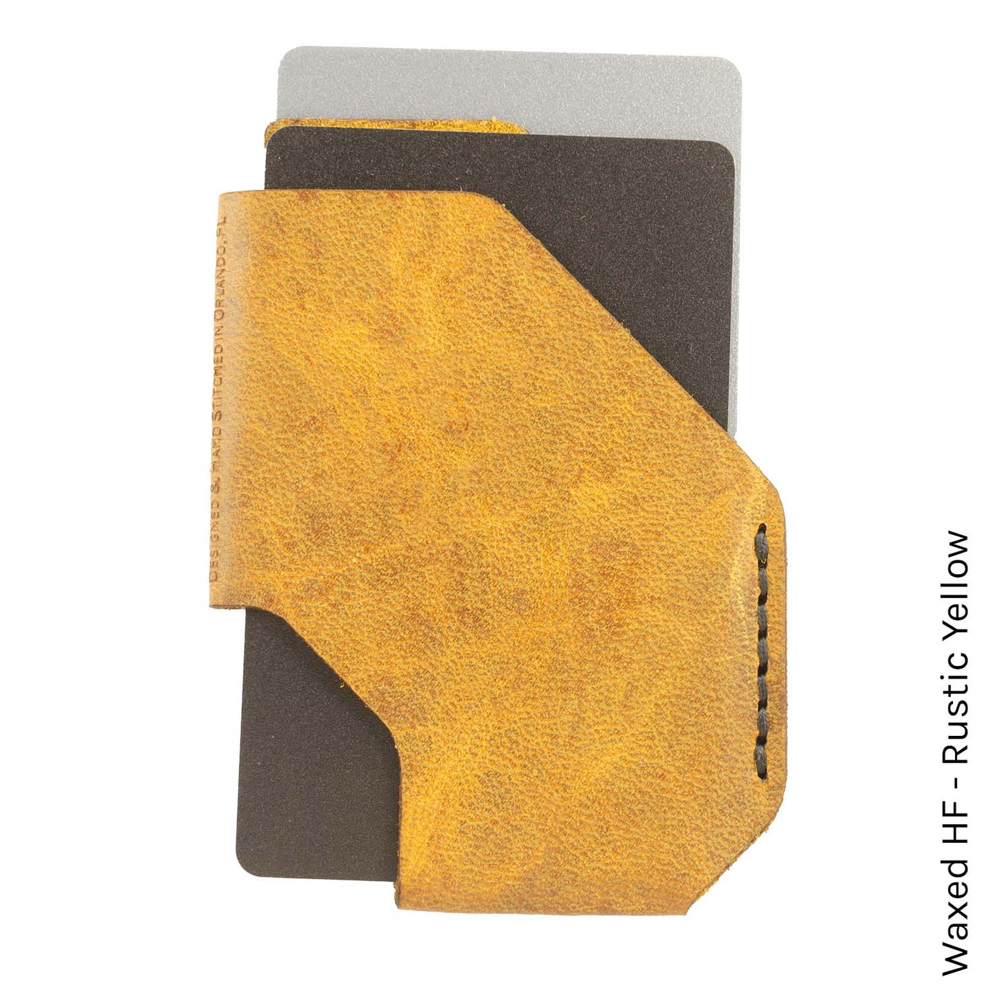 TriSlot Wallet in Waxed HF Yellow — front view